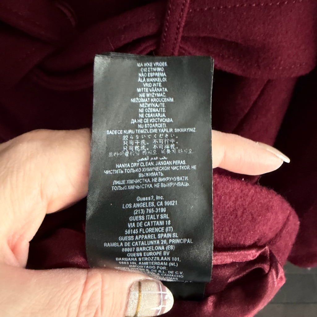 Small Guess Coat Burgundy Wine Red With Removable Faux Fur Collar — image 7 of 8